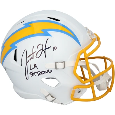 Justin Herbert Los Angeles Chargers Autographed Riddell Speed Replica Helmet with "LA Strong" Inscription