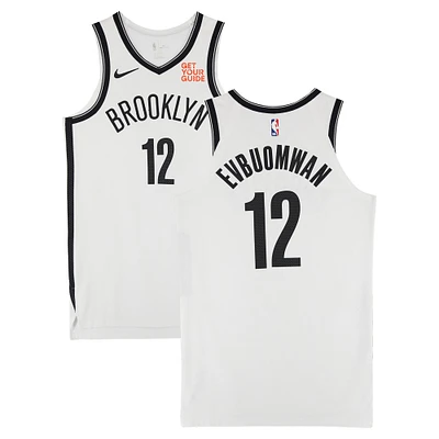 Tosan Evbuomwan Brooklyn Nets Game-Used #12 White Nike Jersey vs. Houston Rockets on February 1, 2025 - Size 48+4