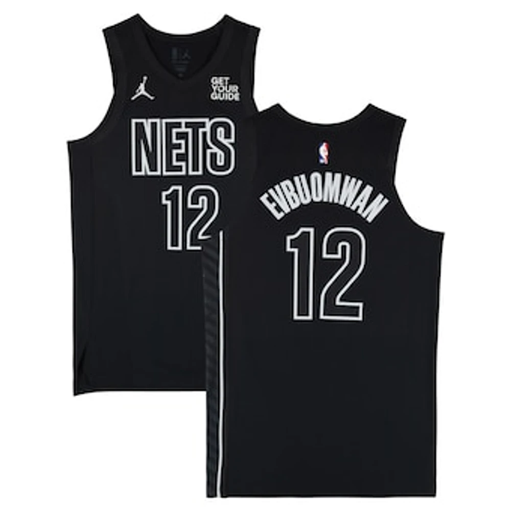 Tosan Evbuomwan Brooklyn Nets Game-Used #12 Black Jordan Brand Statement Edition Jersey vs. Houston Rockets on February 4 & Washington Wizards on February 5, 2025 - Size 48+4