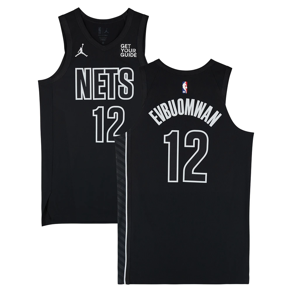 Tosan Evbuomwan Brooklyn Nets Game-Used #12 Black Jordan Brand Statement Edition Jersey vs. Houston Rockets on February 4 & Washington Wizards on February 5, 2025 - Size 48+4