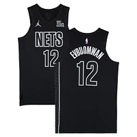 Tosan Evbuomwan Brooklyn Nets Game-Used #12 Black Jordan Brand Statement Edition Jersey vs. Houston Rockets on February 4 & Washington Wizards on February 5, 2025 - Size 48+4