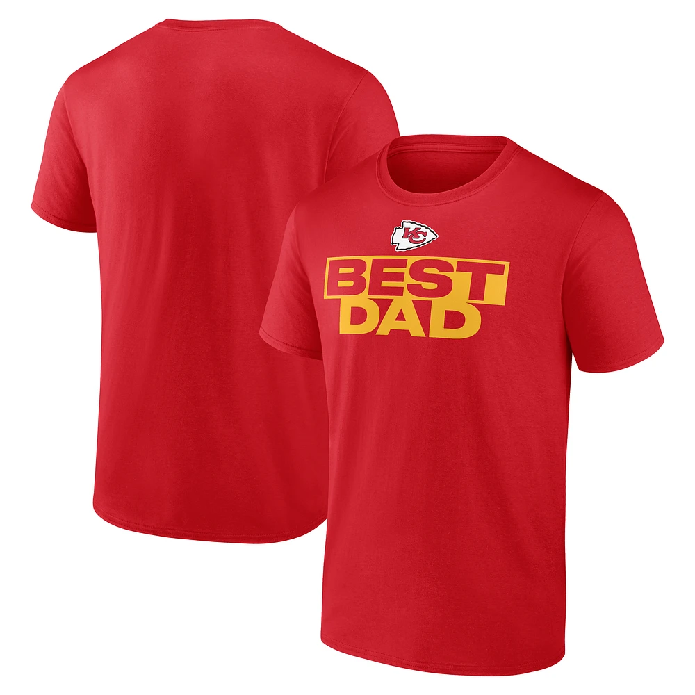 Men's Red Kansas City Chiefs Best Dad Father's Day T-Shirt