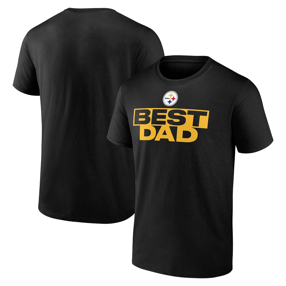 Men's Black Pittsburgh Steelers Best Dad Father's Day T-Shirt