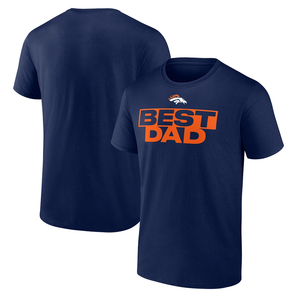 Men's Navy Denver Broncos Best Dad Father's Day T-Shirt
