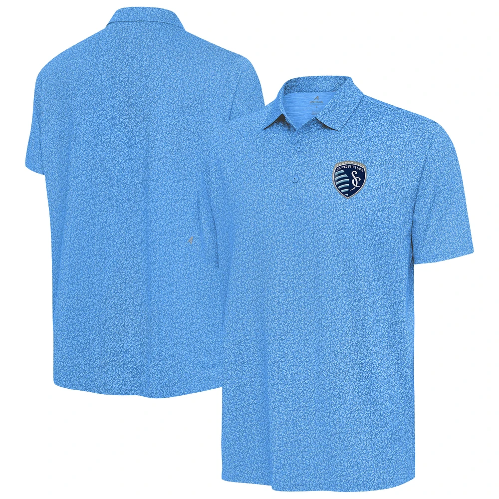 Men's Antigua Sky Blue Sporting Kansas City Blooming Polo