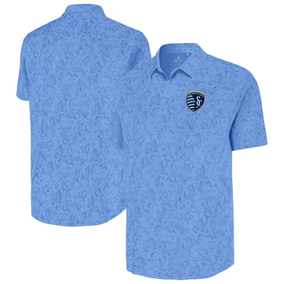Men's Antigua Sky Blue Sporting Kansas City Lush Button-Up Shirt