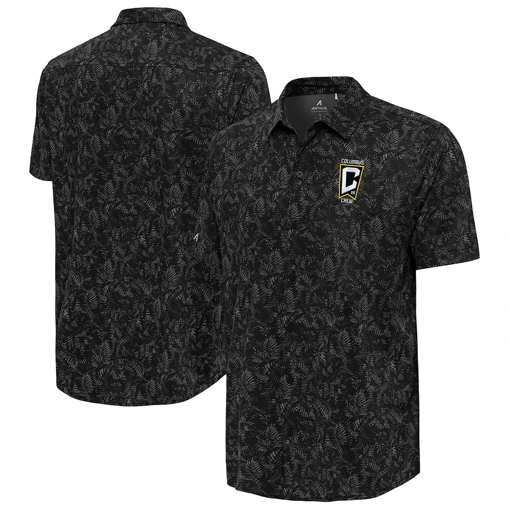 Men's Antigua Black Columbus Crew Lush Button-Up Shirt
