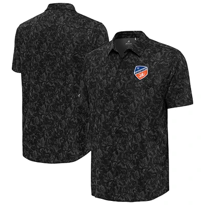 Men's Antigua Black FC Cincinnati Lush Button-Up Shirt