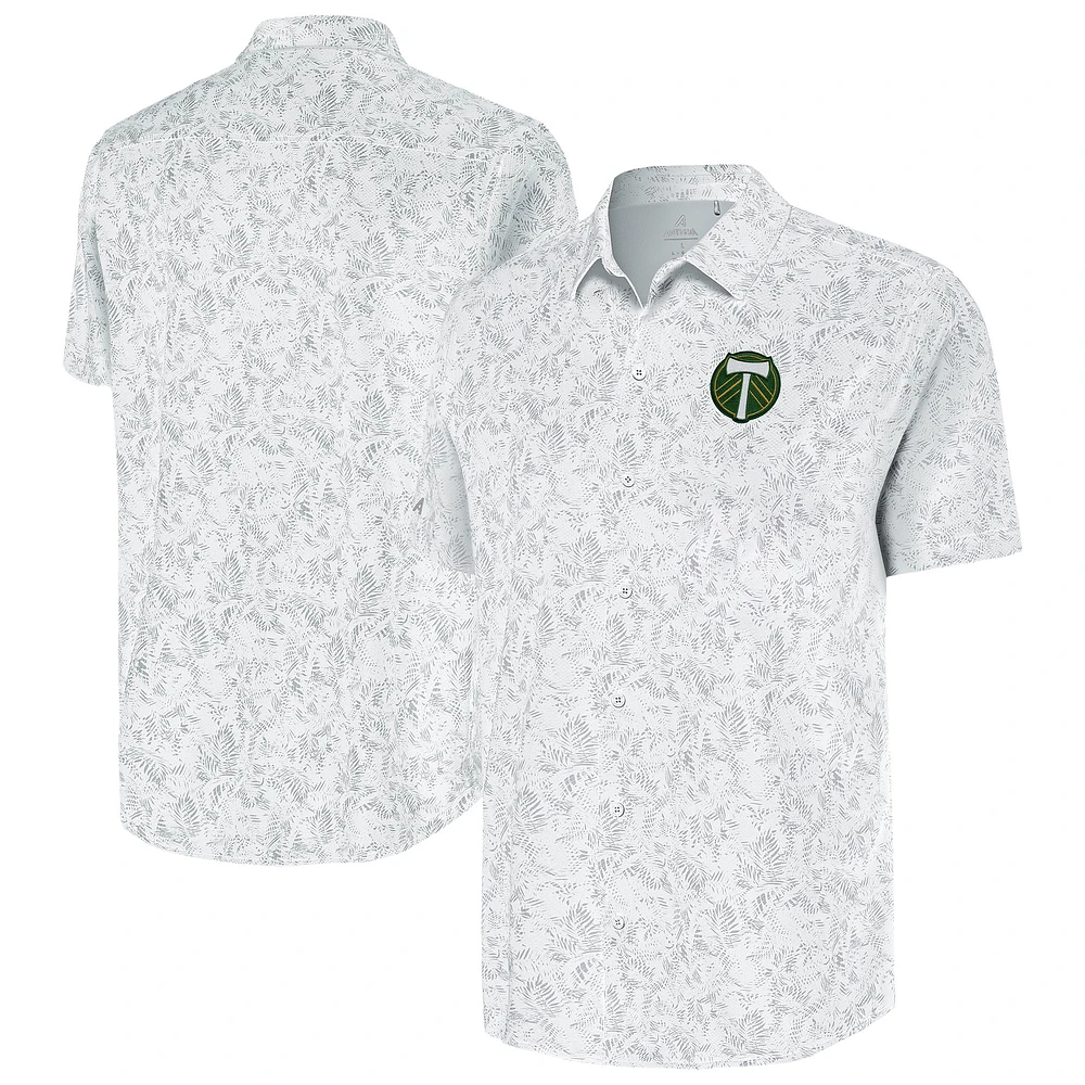 Men's Antigua White Portland Timbers Lush Button-Up Shirt