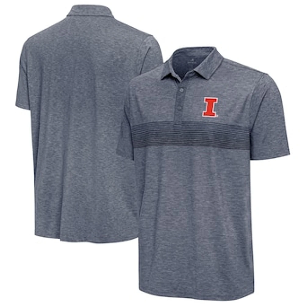 Men's Antigua Heather Navy Illinois Fighting Illini Dashing Polo