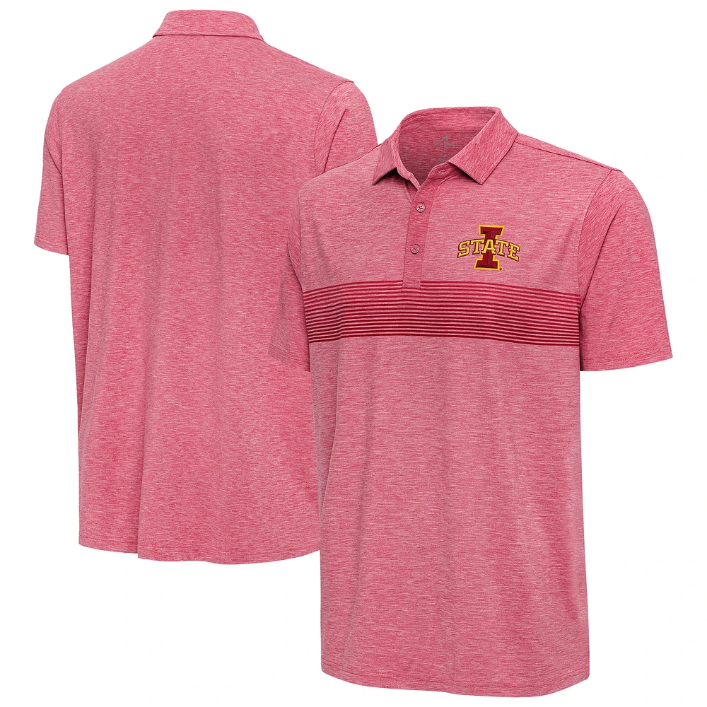Men's Antigua Heather Red Iowa State Cyclones Dashing Polo