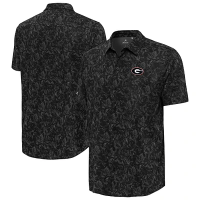 Men's Antigua Black Georgia Bulldogs Lush Button-Up Shirt