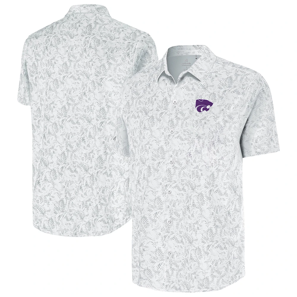 Men's Antigua White Kansas State Wildcats Lush Button-Up Shirt