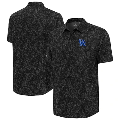 Men's Antigua Black Kentucky Wildcats Lush Button-Up Shirt