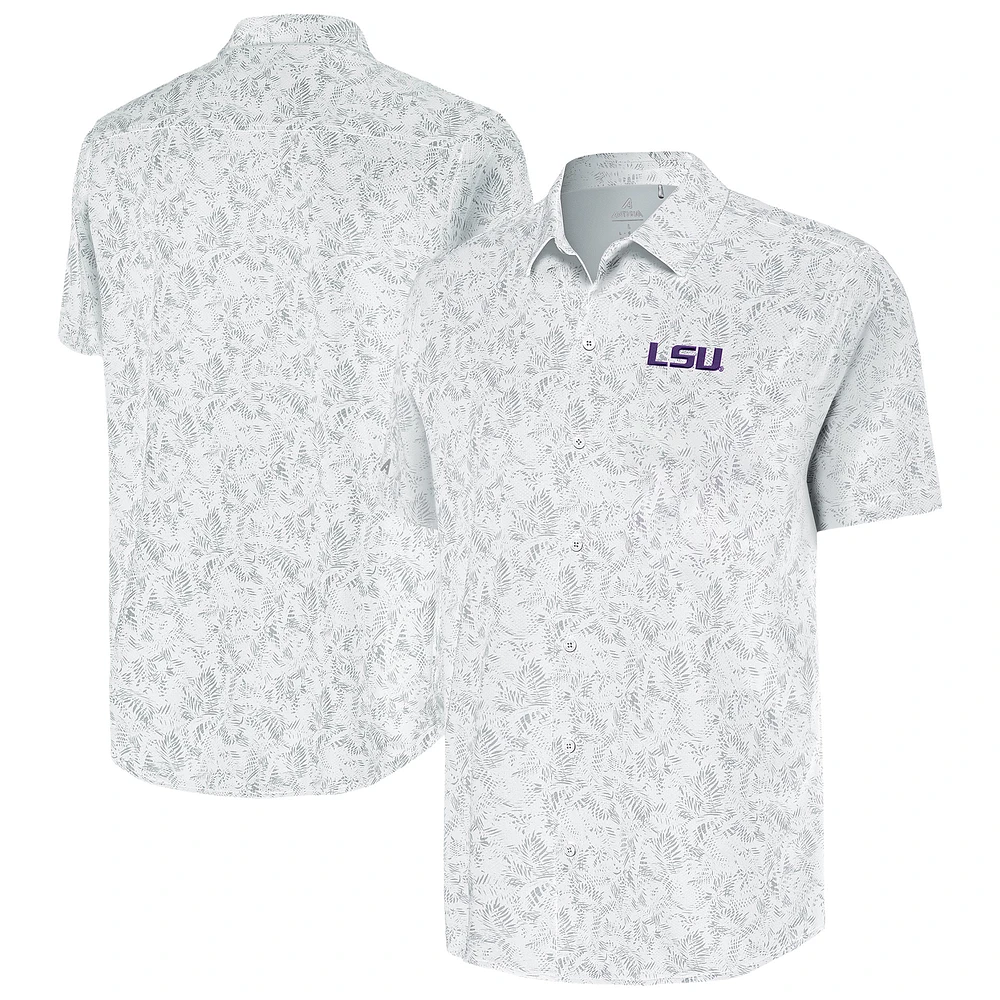 Men's Antigua White LSU Tigers Lush Button-Up Shirt