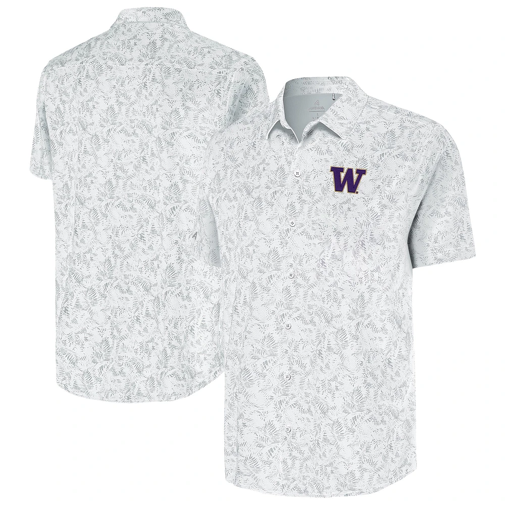 Men's Antigua White Washington Huskies Lush Button-Up Shirt