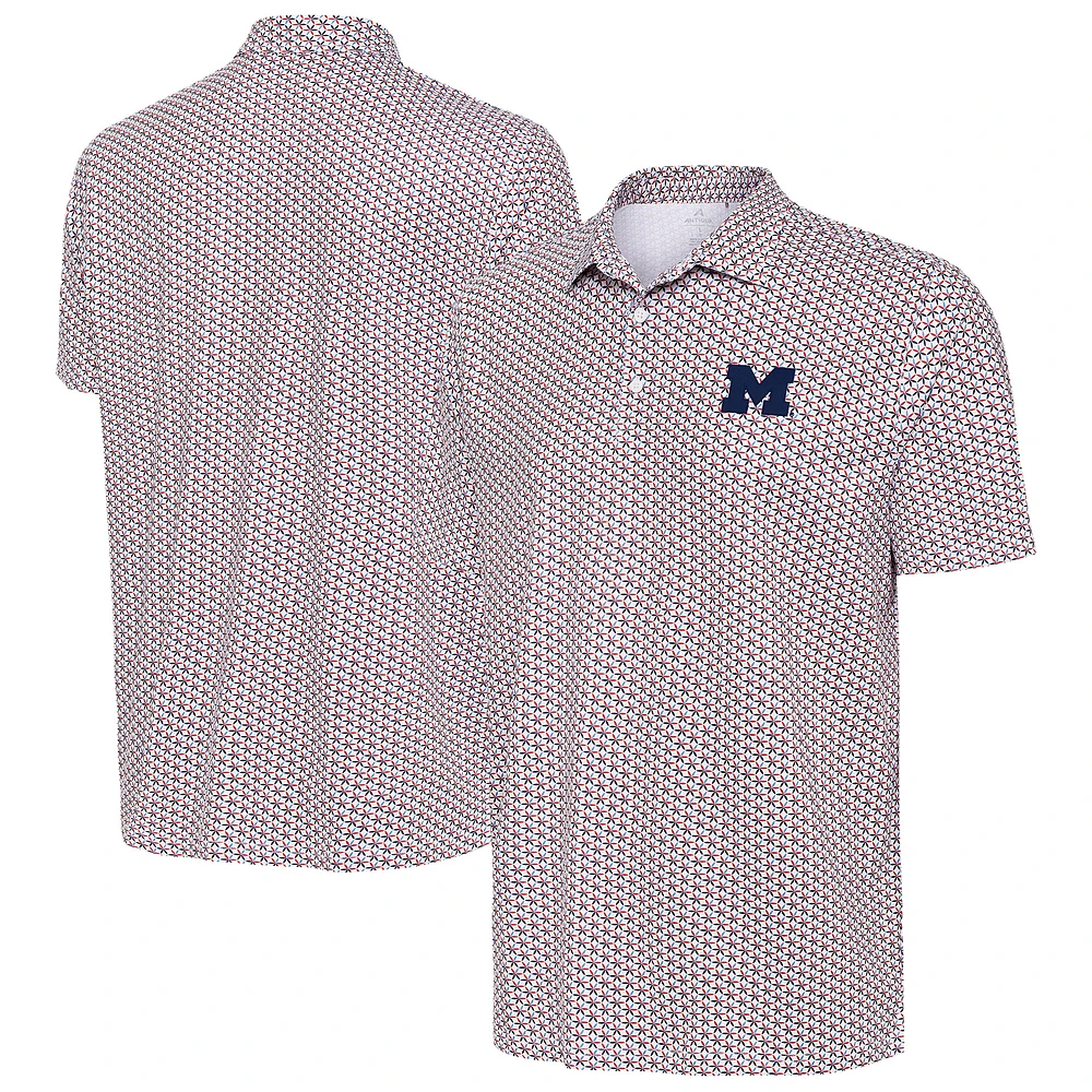 Men's Antigua White Michigan Wolverines Star Polo