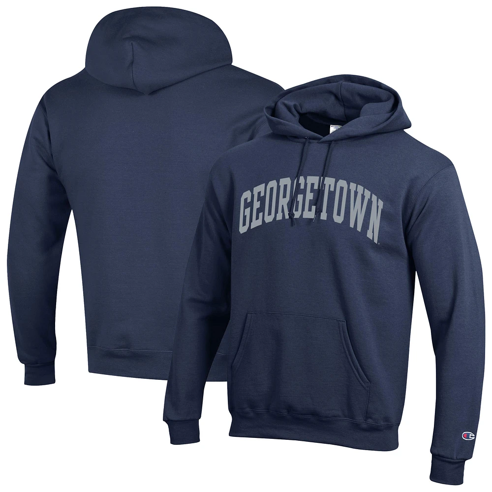 Men's Champion Navy Georgetown Hoyas Basic Arch Fleece Pullover Hoodie