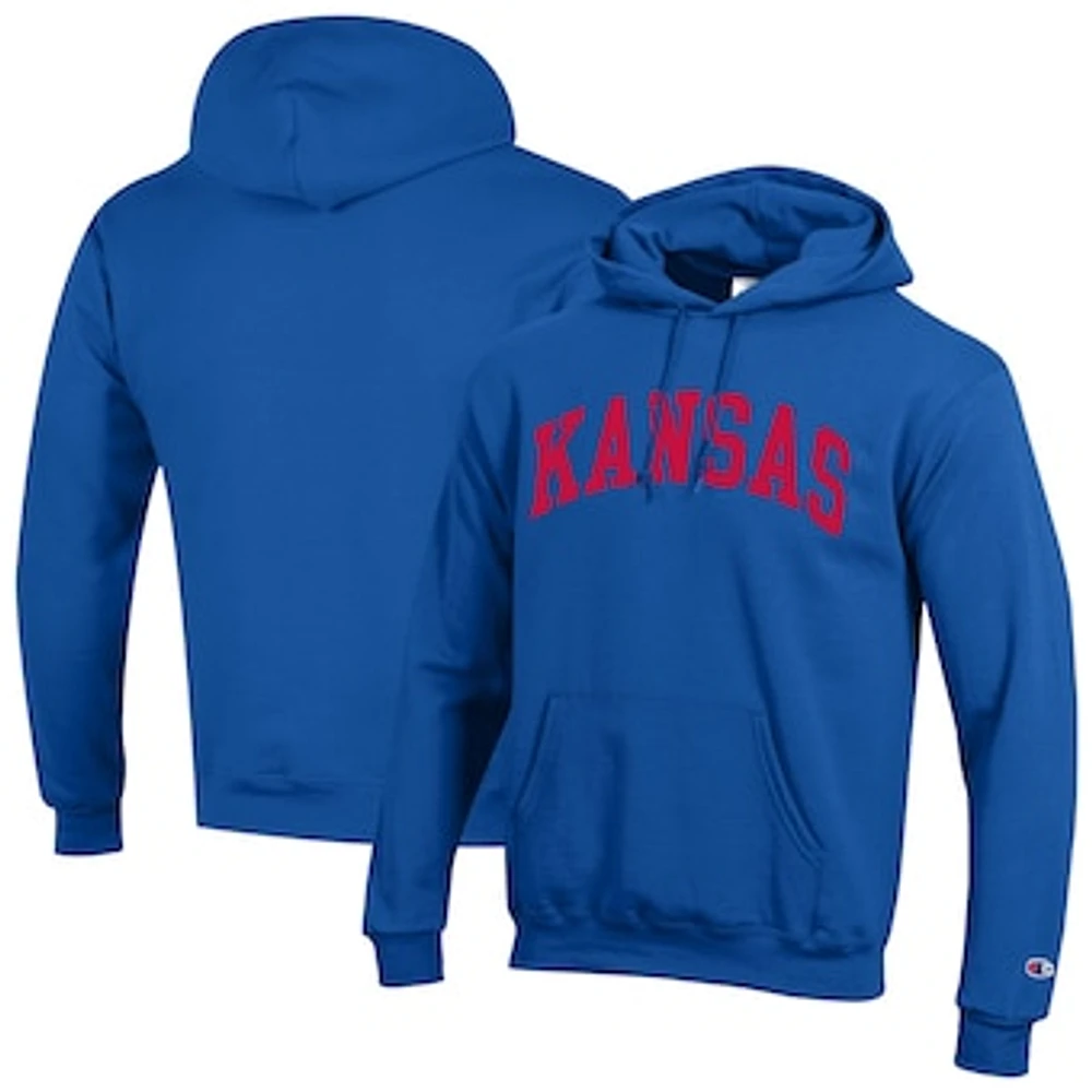 Men's Champion Royal Kansas Jayhawks Basic Arch Fleece Pullover Hoodie