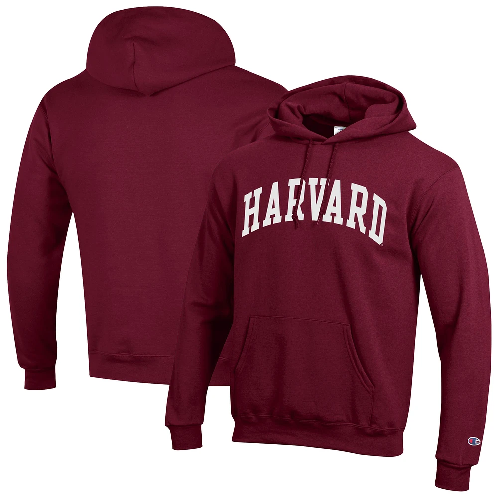 Men's Champion Crimson Harvard Basic Arch Fleece Pullover Hoodie