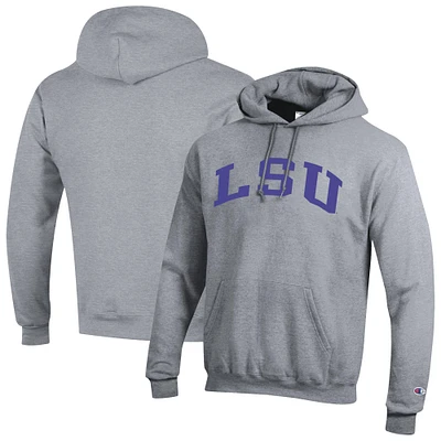 Men's Champion Heather Gray LSU Tigers Basic Arch Fleece Pullover Hoodie