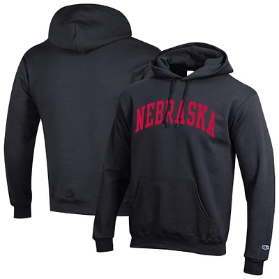 Men's Champion Black Nebraska Huskers Basic Arch Fleece Pullover Hoodie