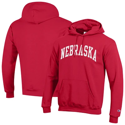 Men's Champion Scarlet Nebraska Huskers Basic Arch Fleece Pullover Hoodie