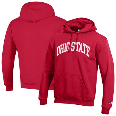 Men's Champion Scarlet Ohio State Buckeyes Basic Arch Fleece Pullover Hoodie