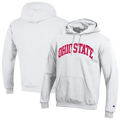 Men's Champion White Ohio State Buckeyes Basic Arch Fleece Pullover Hoodie
