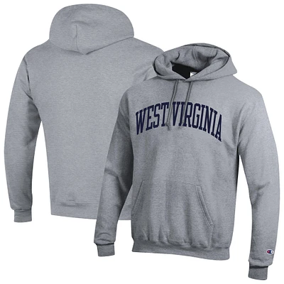 Men's Champion Heather Gray West Virginia Mountaineers Basic Arch Fleece Pullover Hoodie