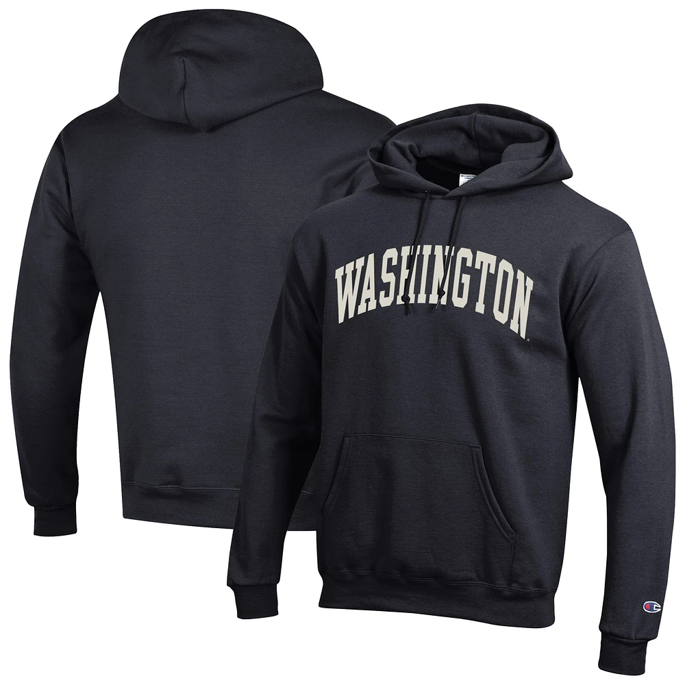 Men's Champion Black Washington Huskies Basic Arch Fleece Pullover Hoodie