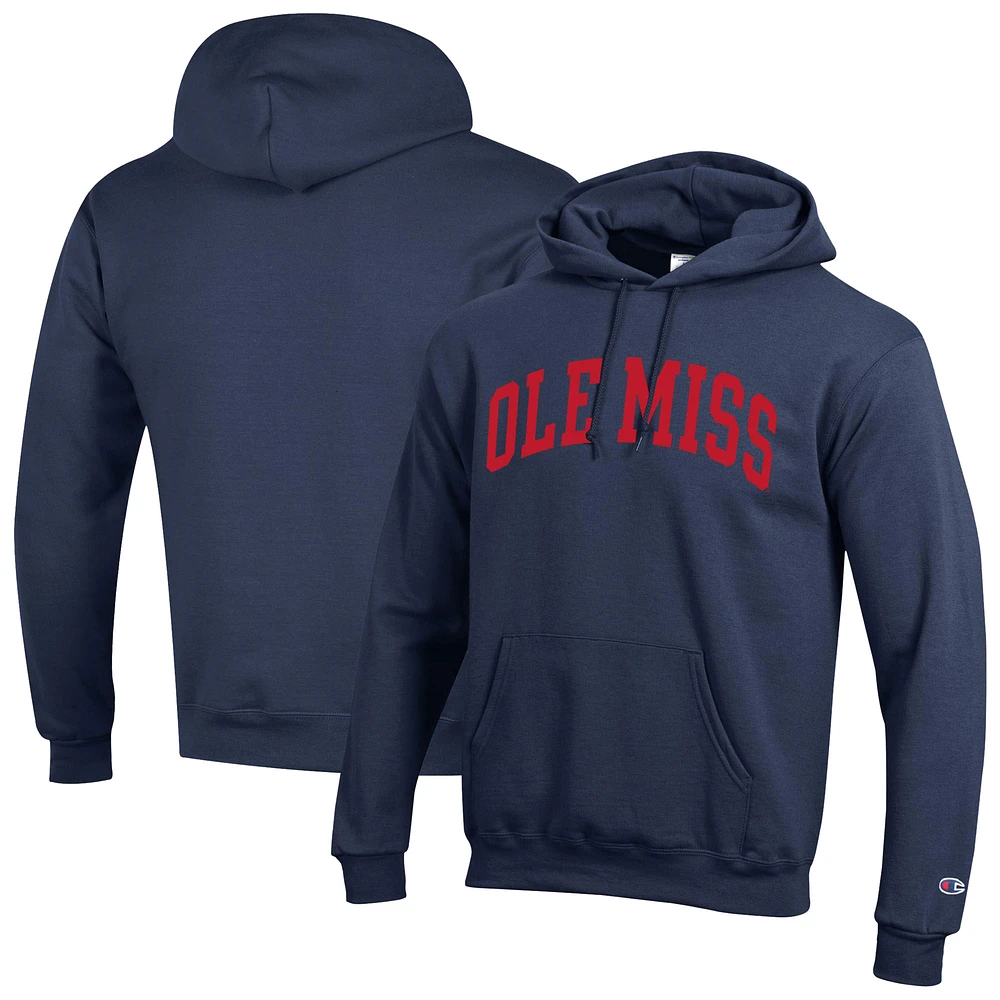 Men's Champion Navy Ole Miss Rebels Basic Arch Fleece Pullover Hoodie