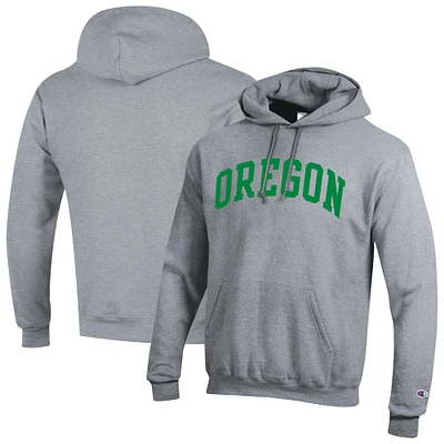 Men's Champion Heather Gray Oregon Ducks Basic Arch Fleece Pullover Hoodie