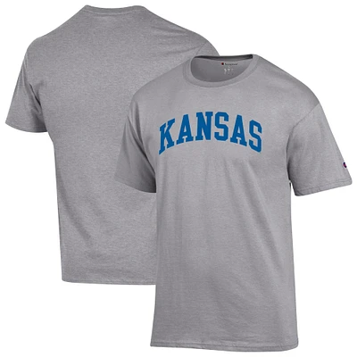 Men's Champion Heather Gray Kansas Jayhawks Basic Arch T-Shirt