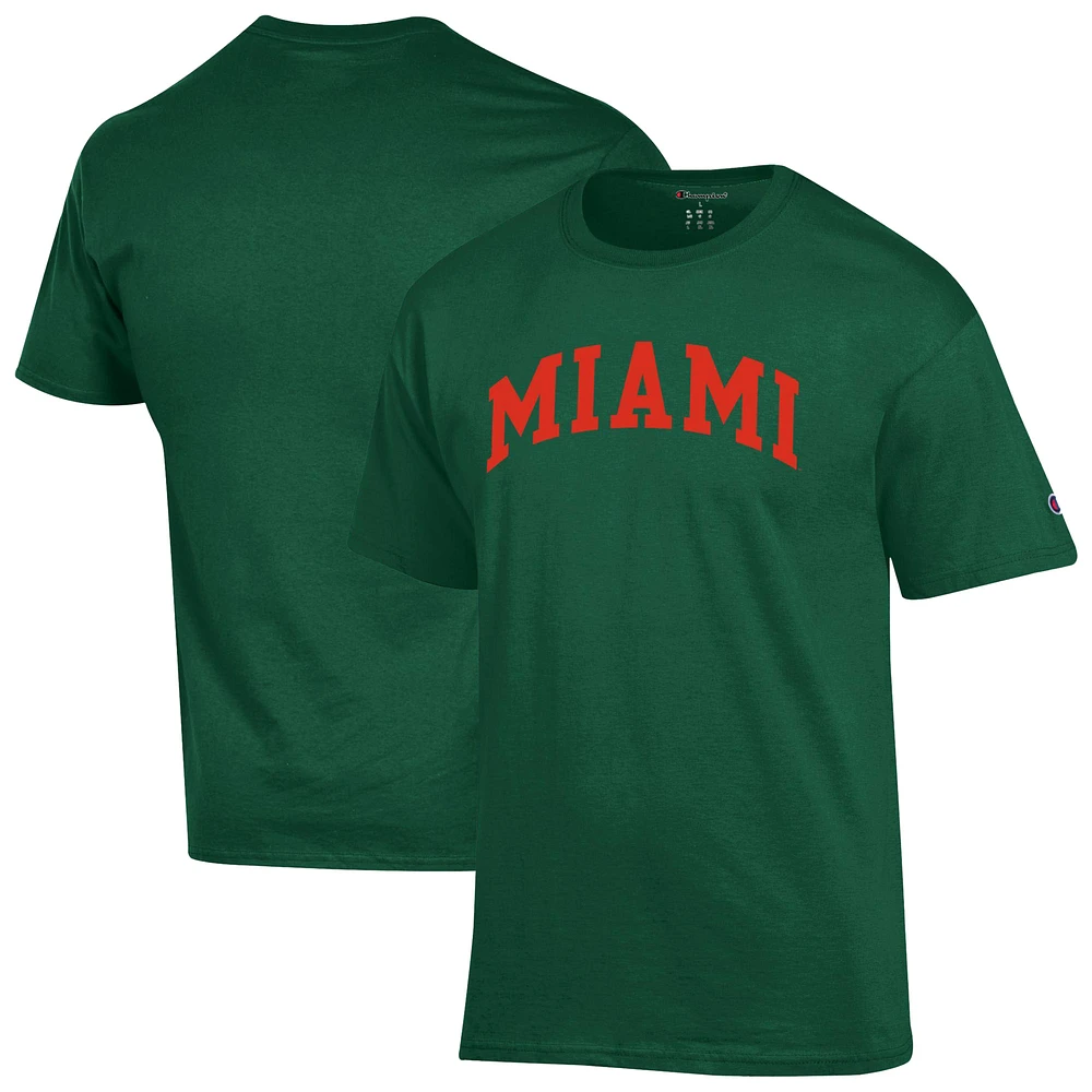 Men's Champion Green Miami Hurricanes Basic Arch T-Shirt