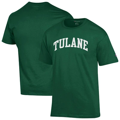 Men's Champion Green Tulane Wave Basic Arch T-Shirt
