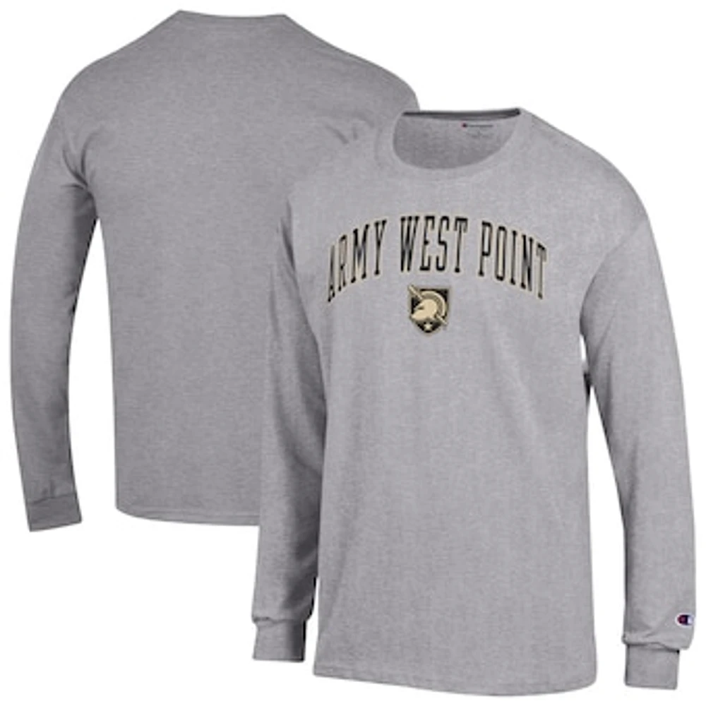 Men's Champion Heather Gray Army Black Knights Basic Arch Long Sleeve T-Shirt