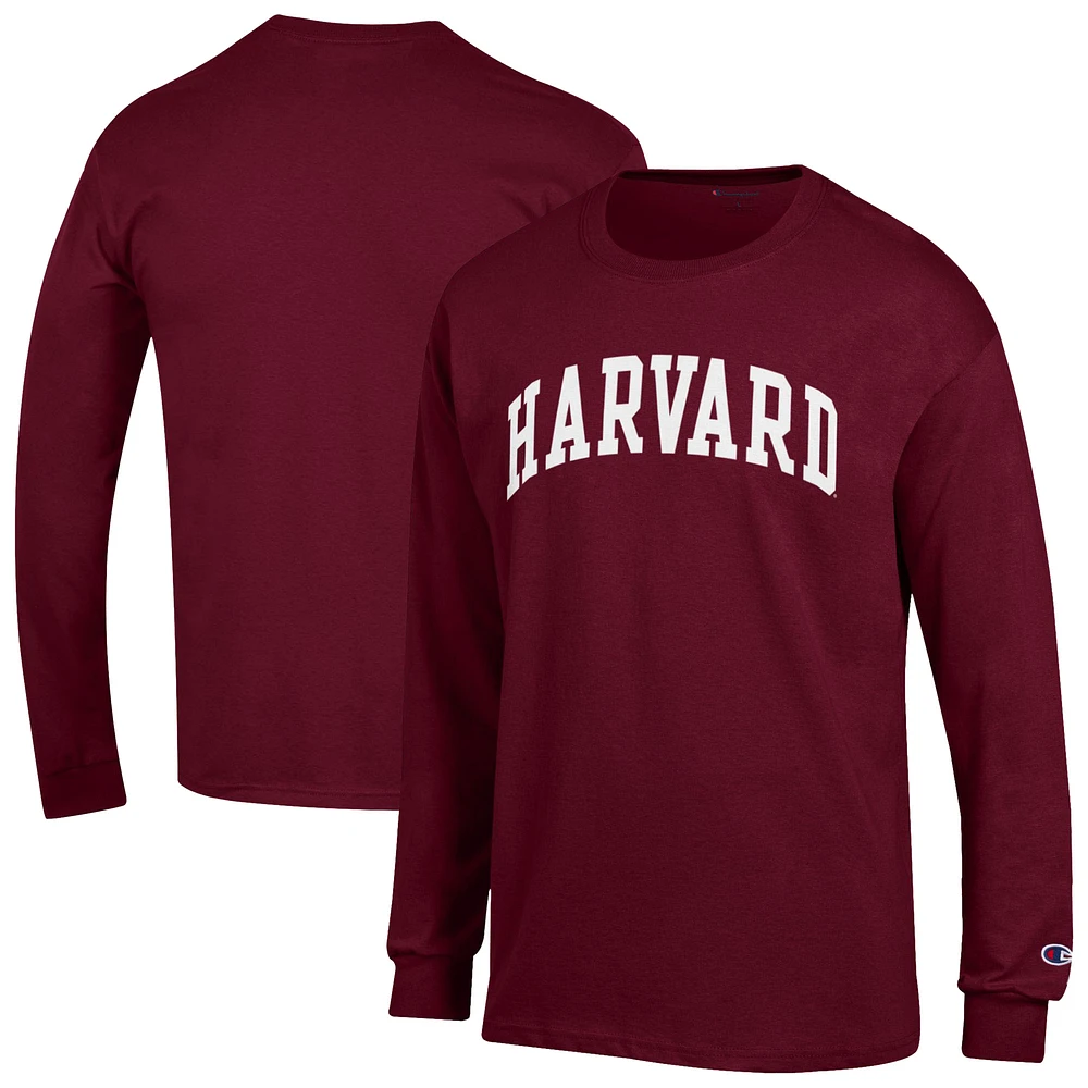 Men's Champion Crimson Harvard Basic Arch Long Sleeve T-Shirt