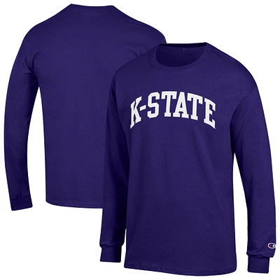Men's Champion Purple Kansas State Wildcats Basic Arch Long Sleeve T-Shirt