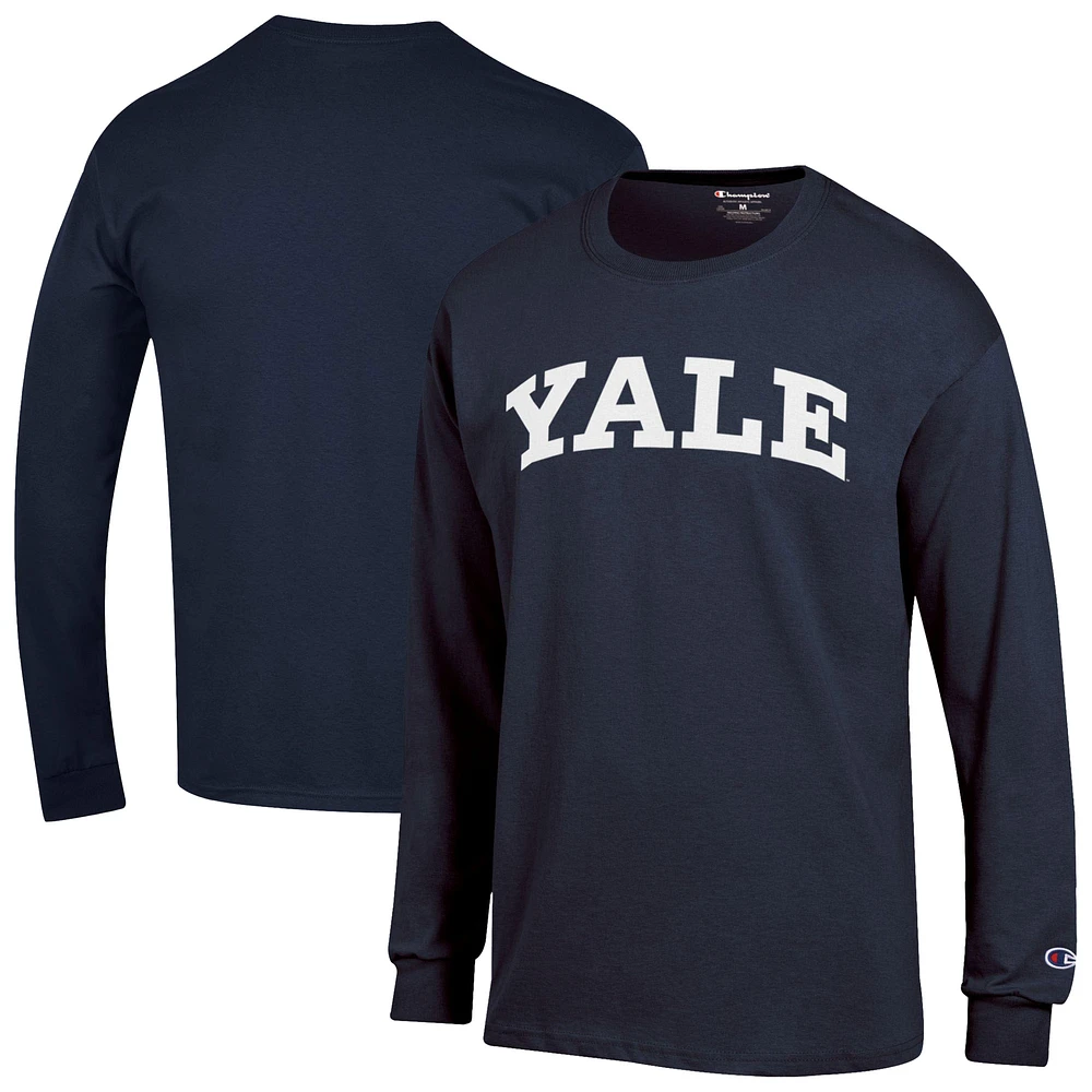 Men's Champion Navy Yale Bulldogs Basic Arch Long Sleeve T-Shirt