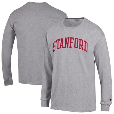 Men's Champion Heather Gray Stanford Cardinal Basic Arch Long Sleeve T-Shirt