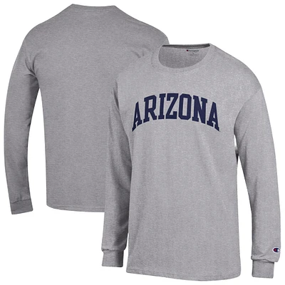 Men's Champion Heather Gray Arizona Wildcats Basic Arch Long Sleeve T-Shirt