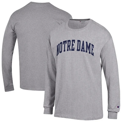 Men's Champion Heather Gray Notre Dame Fighting Irish Basic Arch Long Sleeve T-Shirt