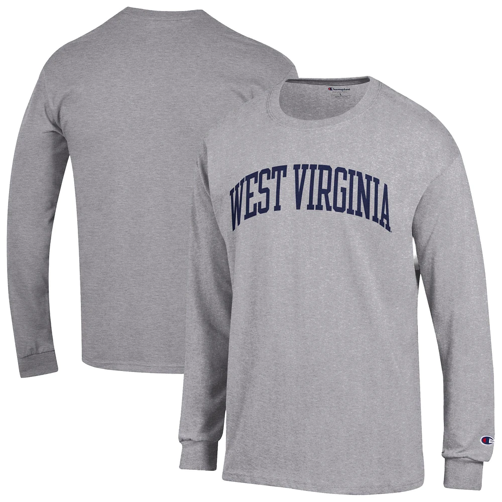 Men's Champion Heather Gray West Virginia Mountaineers Basic Arch Long Sleeve T-Shirt
