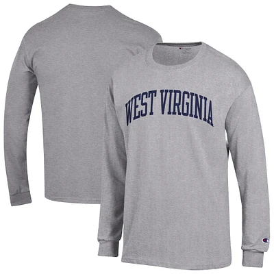Men's Champion Heather Gray West Virginia Mountaineers Basic Arch Long Sleeve T-Shirt