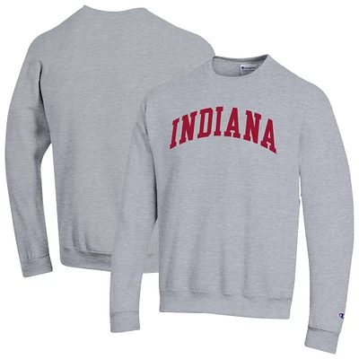 Men's Champion Heather Gray Indiana Hoosiers Basic Arch Fleece Pullover Sweatshirt