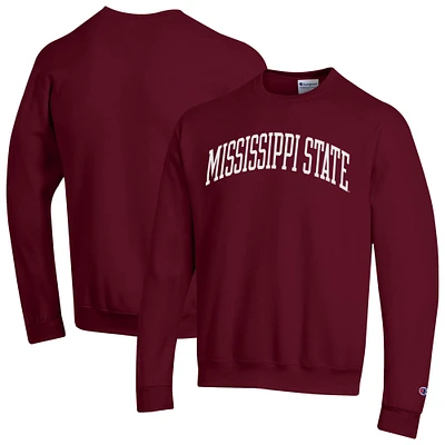 Men's Champion  Maroon Mississippi State Bulldogs Basic Arch Fleece Pullover Sweatshirt