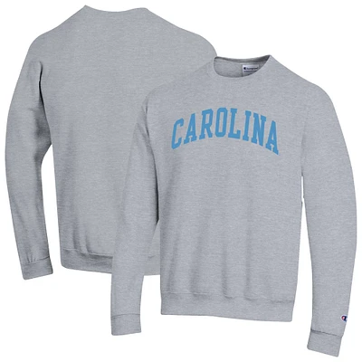 Men's Champion Heather Gray North Carolina Tar Heels Basic Arch Fleece Pullover Sweatshirt