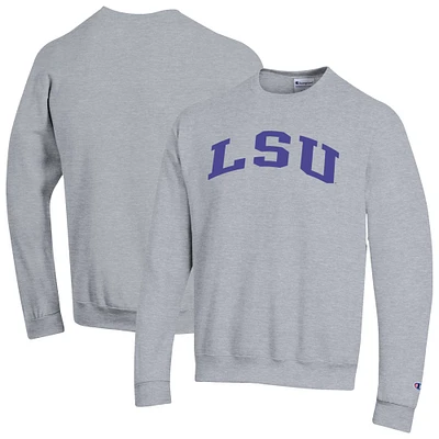 Men's Champion Heather Gray LSU Tigers Basic Arch Fleece Pullover Sweatshirt