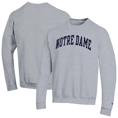 Men's Champion Heather Gray Notre Dame Fighting Irish Basic Arch Fleece Pullover Sweatshirt